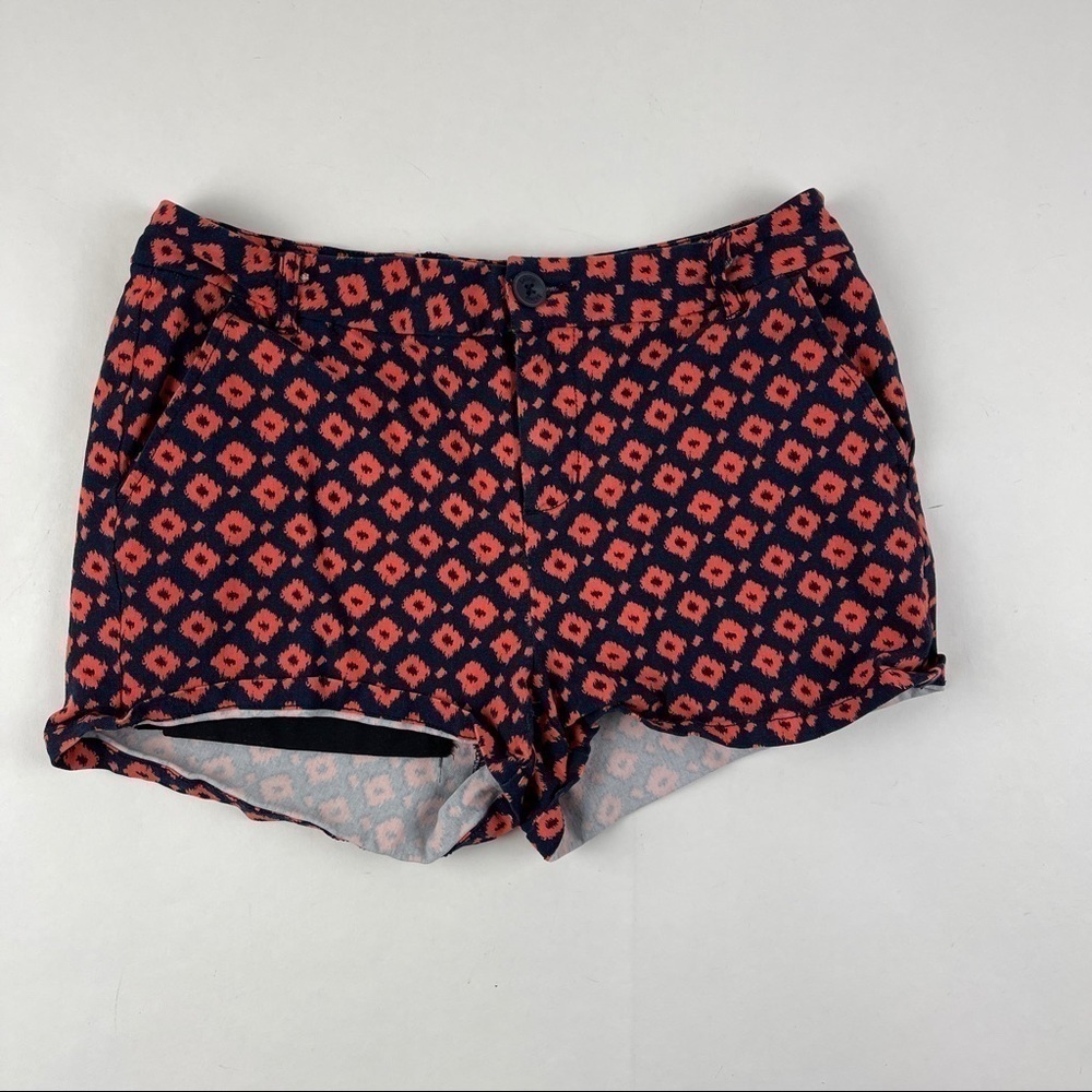 Bebop Shorts Womens Juniors Size 7 Blue Orange Pattern